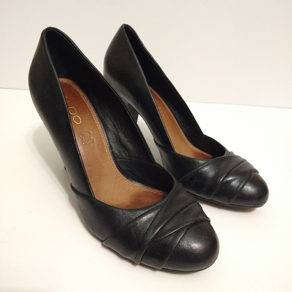 Aldo Black Leather Heels Size 7.5 - Picture 2 of 5